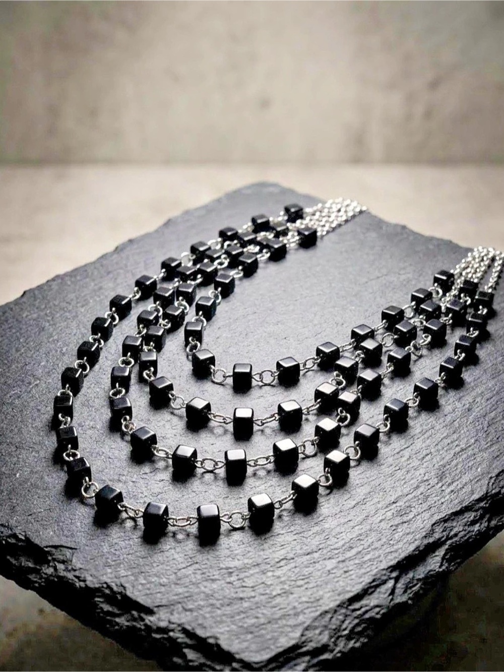 Layered Black Bead Necklace